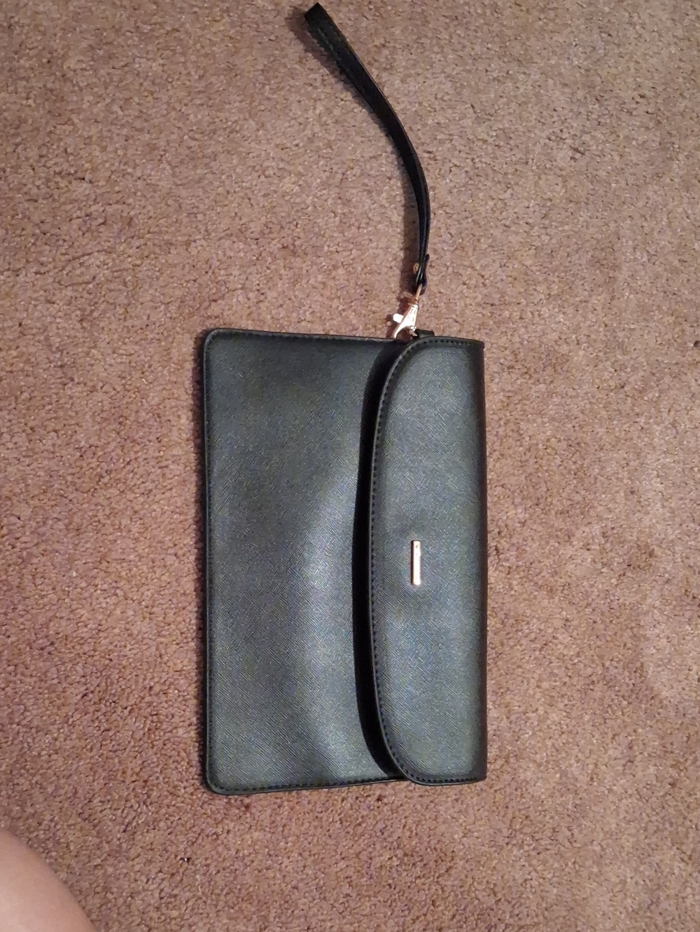 Classic Black Wristlet Clutch with Gold Accent